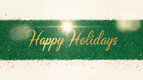 Lens Flare Sweeping Across Emerald Glitter Banner Lighting Gold Happy Holidays Script
