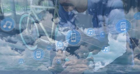 Double exposure of digital connectivity and urban lifestyle