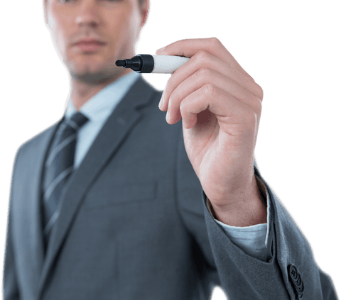Transparent Businessman Writing on Invisible Screen with Marker - Download Free Stock Videos Pikwizard.com