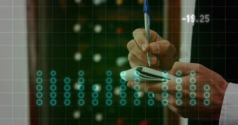 Technician utilizing stylus for data input at data center