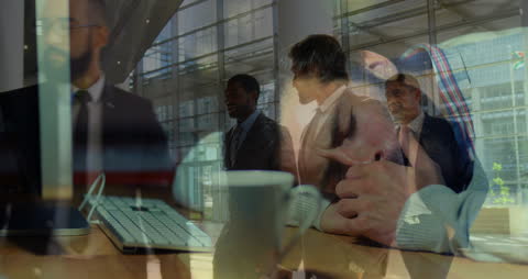 Surreal Business Team Concept with Office Overlay