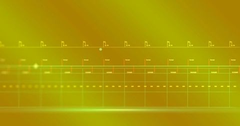 Abstract digital data analysis with geometric shapes on yellow background