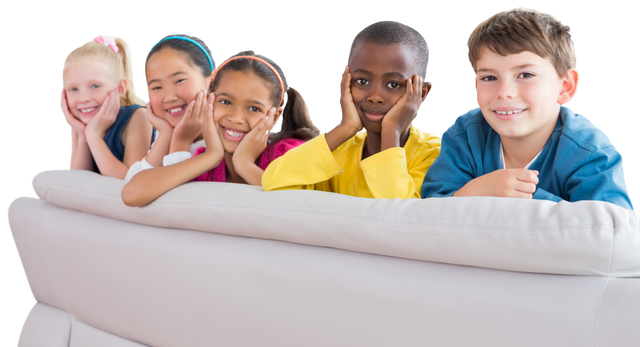 Happy diverse children smiling on couch with transparent background - Download Free Stock Videos Pikwizard.com