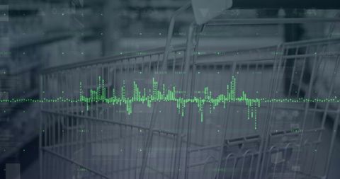 Digital Graphs Overlaying Shopping Carts in Grocery Store - Download Free Stock Images Pikwizard.com