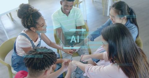 Diverse Students Engaging in AI-Powered Collaborative Learning - Download Free Stock Images Pikwizard.com