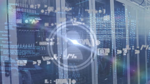 Digital Data Processing in Server Room Concept