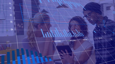 Diverse Team Analyzing Data Overlay for Business Insights