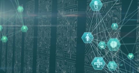 Digital Medical Icons on Microprocessor Background - Download Free Stock Images Pikwizard.com
