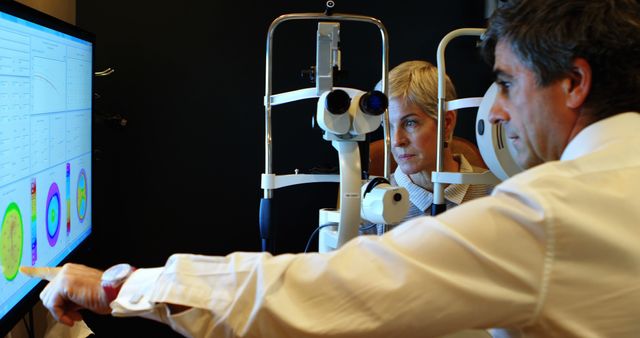 Optometrist Conducting Eye Examination Using Advanced Technology - Download Free Stock Images Pikwizard.com