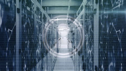 Futuristic Data Center with Networking Digital Overlay