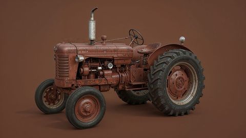 Vintage Red Tractor Highlighting Rustic Charm and Industrial Machinery