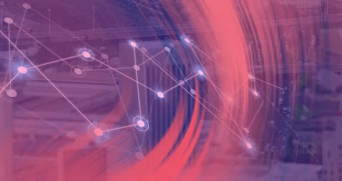 Digital Network Over Urban Landscape Illustration