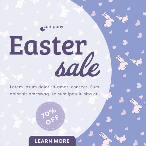 Easter Sale Flyer Design on Transparent Background with Bunnies