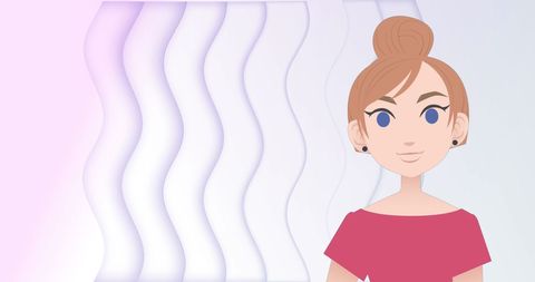Minimalistic female avatar with abstract wave design