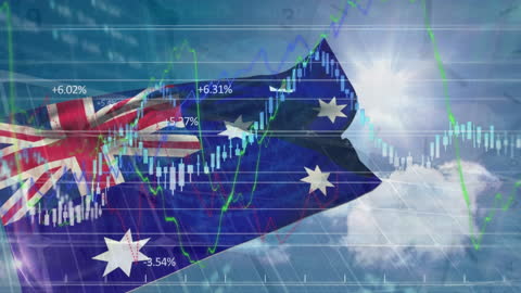Australia Flag with Global Financial Data Overlay
