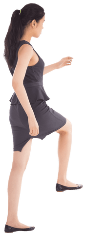 Transparent Professional Asian Businesswoman Walking with Purpose