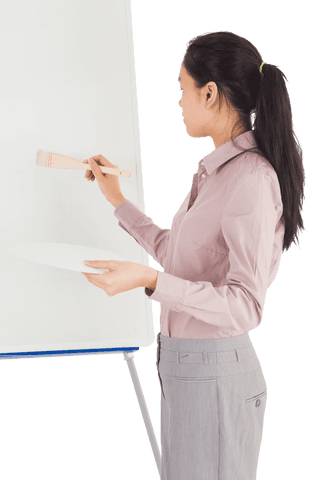 transparent businesswoman painting on easel during creative workshop - Download Free Stock Videos Pikwizard.com