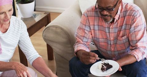 Senior Friends Sharing Joyful Conversation at Cozy Home