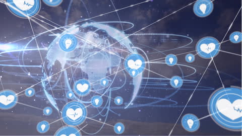Digital Connections Network over Rotating Globe Animation