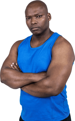 confident fit man in blue tank top displaying strength - Download Free Stock Videos Pikwizard.com