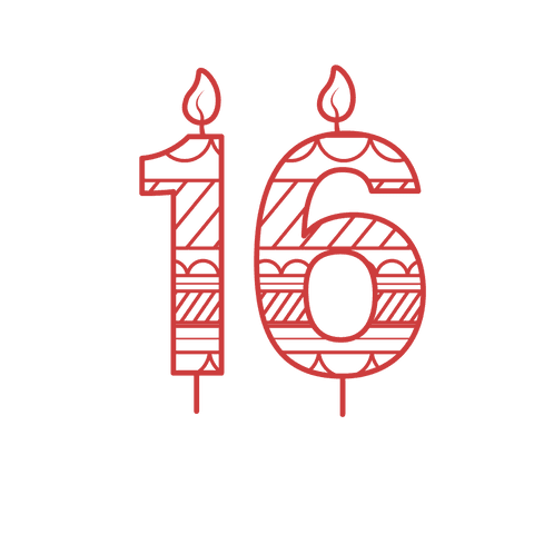 Red Number 16 Birthday Candle Vector on Transparent Background - Download Free Stock Videos Pikwizard.com