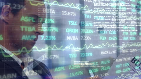 Businessman Analyzing Stock Market Trends and Data Projections