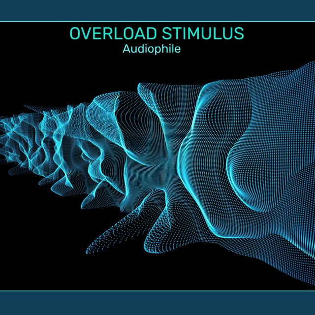 Abstract Blue Wavy Lines with Overload Stimulus Audiophile Text on Black - Download Free Stock Templates Pikwizard.com