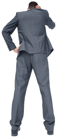 Businessman Contemplating on Transparent Background