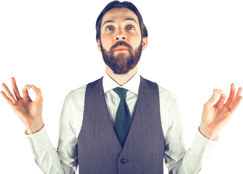 Thoughtful Businessman with Beard Gesturing OK Sign on Transparent Background - Download Free Stock Videos Pikwizard.com