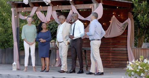 Diverse Senior Friendship Gathering Outdoors