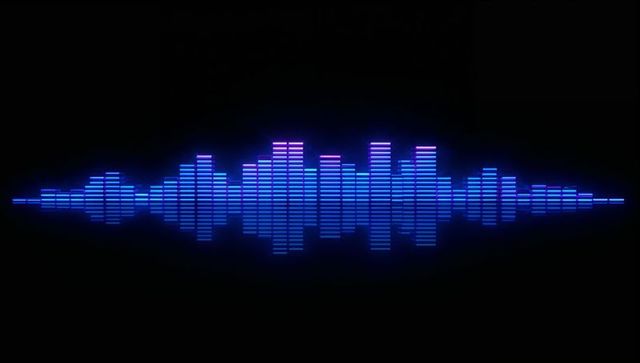 Pulsating neon soundwave with glowing equalizer bars