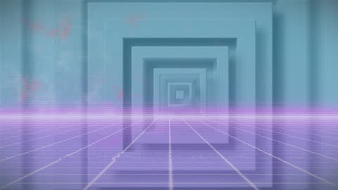 Retro Futuristic Grid with Hybercube Illusion
