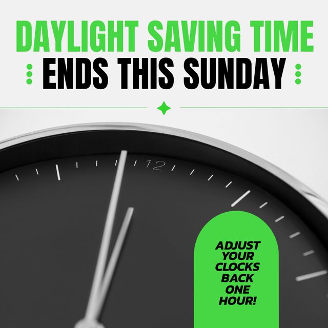 Daylight Saving Time Reminder with Clock Close-Up - Download Free Stock Templates Pikwizard.com