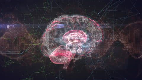 Futuristic Human Brain Animation with Data Processing Elements