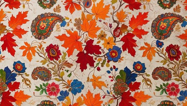 Vintage autumnal floral pattern with paisley accents