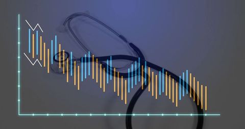 Stethoscope with data chart overlay illustrating medical analytics