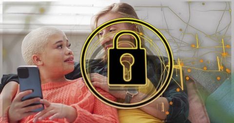 Friends Bonding with Smartphone in Cozy Home Setting