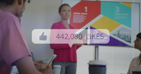 Diverse Team Discussing Growing Social Media Engagement During Meeting