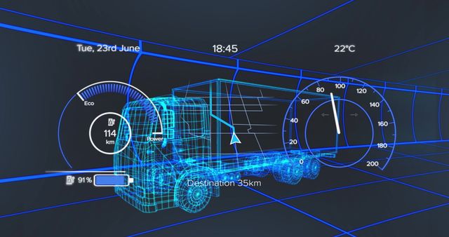 High-Tech Semi-Truck Using Digital Interface for Navigation and Performance Monitoring - Download Free Stock Images Pikwizard.com