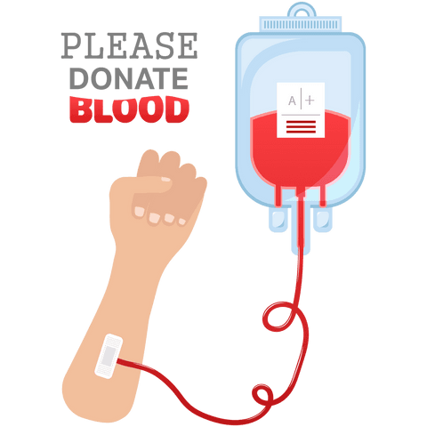 Transparent blood donation campaign vector with donor arm