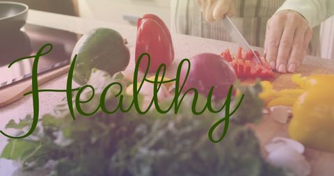 Close-Up of Fresh Vegetables Being Sliced and Prepared