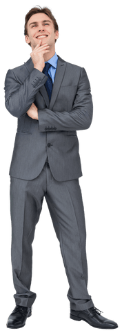 Smiling businessman wearing suit on transparent background