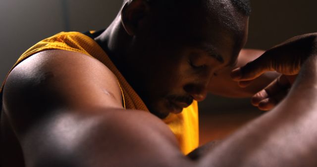 Focused Athlete Taking a Deep Breath Before Game - Download Free Stock Images Pikwizard.com