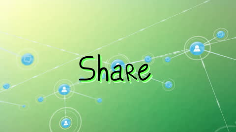 Animated Share Text with Network Profile Icons on Gradient Background