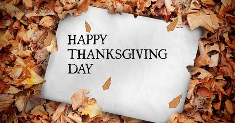 Happy Thanksgiving Card in Autumn Leaves