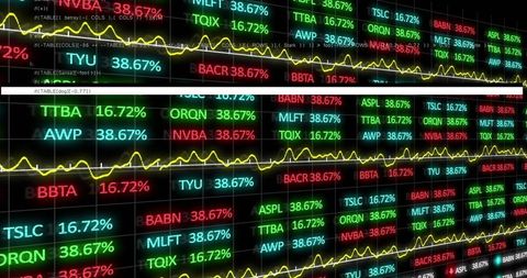 Modern LED Stock Ticker Display with Vibrant Stock Trends