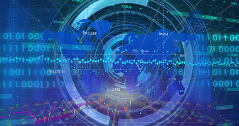 Global Data Processing Concept with World Map
