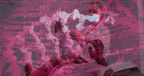 Doctor with virtual genetic interface in innovative healthcare setting