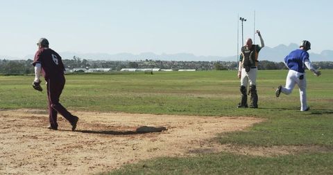 Exciting baseball game with passionate players in action