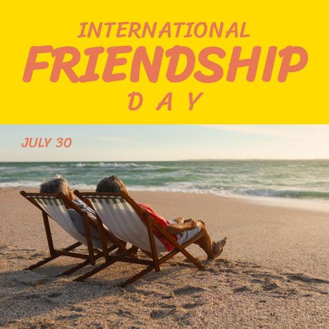 Senior Friends Enjoying Beach on International Friendship Day